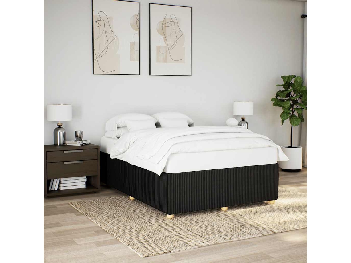 Vidaxl Estrutura De Cama Sem Colchão 140x190 Cm Tecido Preto