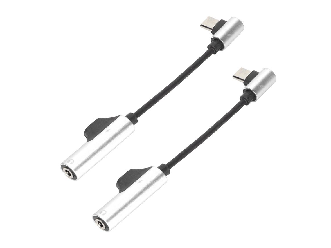 2pcs adaptador de fone de ouvido Type C para 3,5mm com porta de carregamento, design 2 em 1 prata
