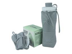 Garrafa Água Dobrável Silicone 600ml HENTEN HOME Cinza