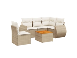 Conjunto de 6 sofás de jardim com almofadões Vime Pe Bege MAISON EXCLUSIVE (80x200 cm)