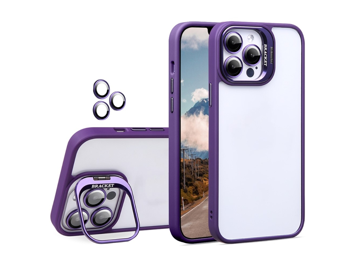 Suporte Casa Para Iphone 14 Pro Max Pele Sintética Roxo