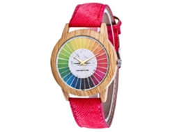 Relógio de Pulseira Casual para Casal com Pulseira de Vaqueiro e Movimento de Quartzo Vermelho