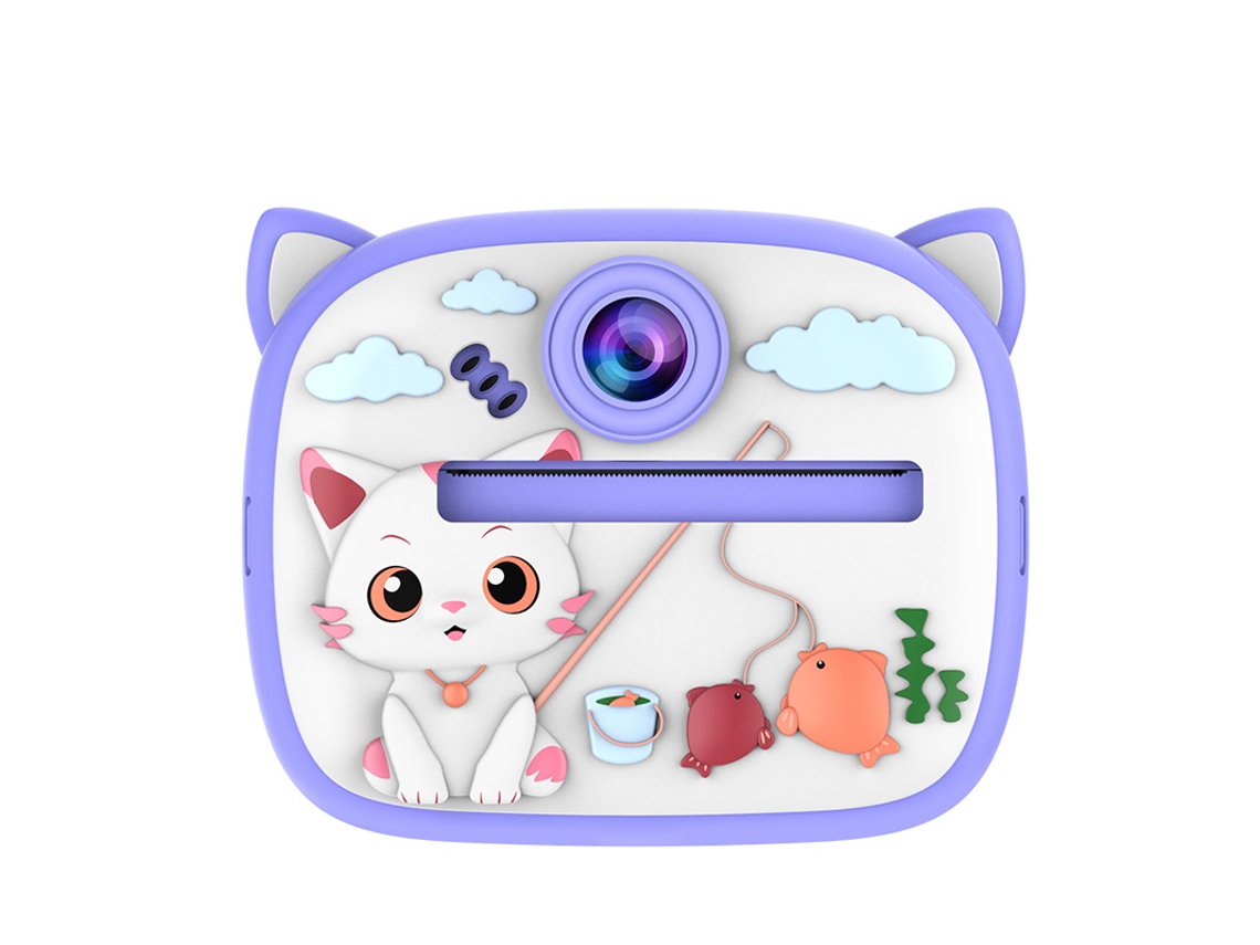 Câmera Instantânea Infantil (tela de Alta Qualidade, Bateria de Longa Duração, Cartão de Memória Não Incluído) YUNZII (gato Roxo)