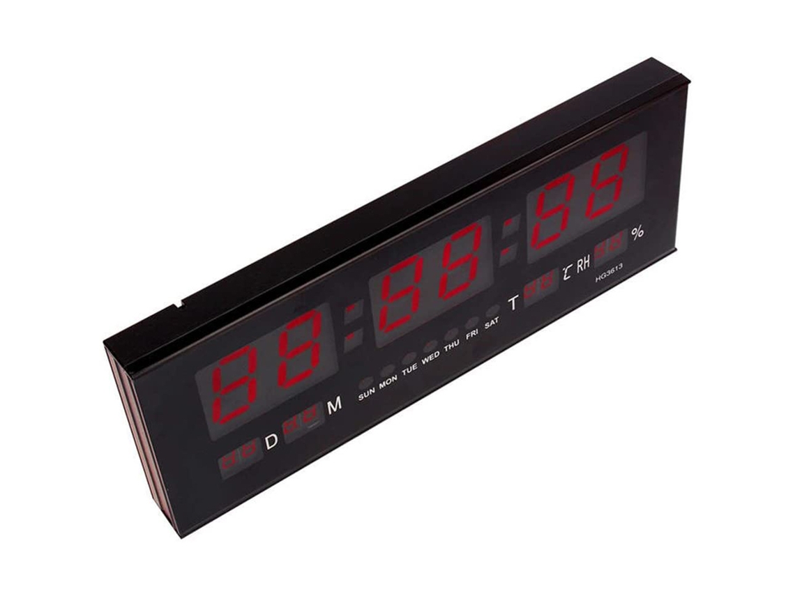 Reloj Digital Led Grande Con Alarma, Calendario, Pantalla Jumbo Y Temperatura De Pared