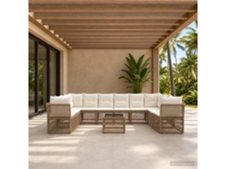 Vidaxl Conjunto De Sofá De Jardim 11 Unid. Bege Vime Pe