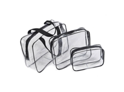 Conjunto de 3 Bolsas de Maquilhagem Pvc Cristal Transparente Impermeável para Viagem RNEMITERY