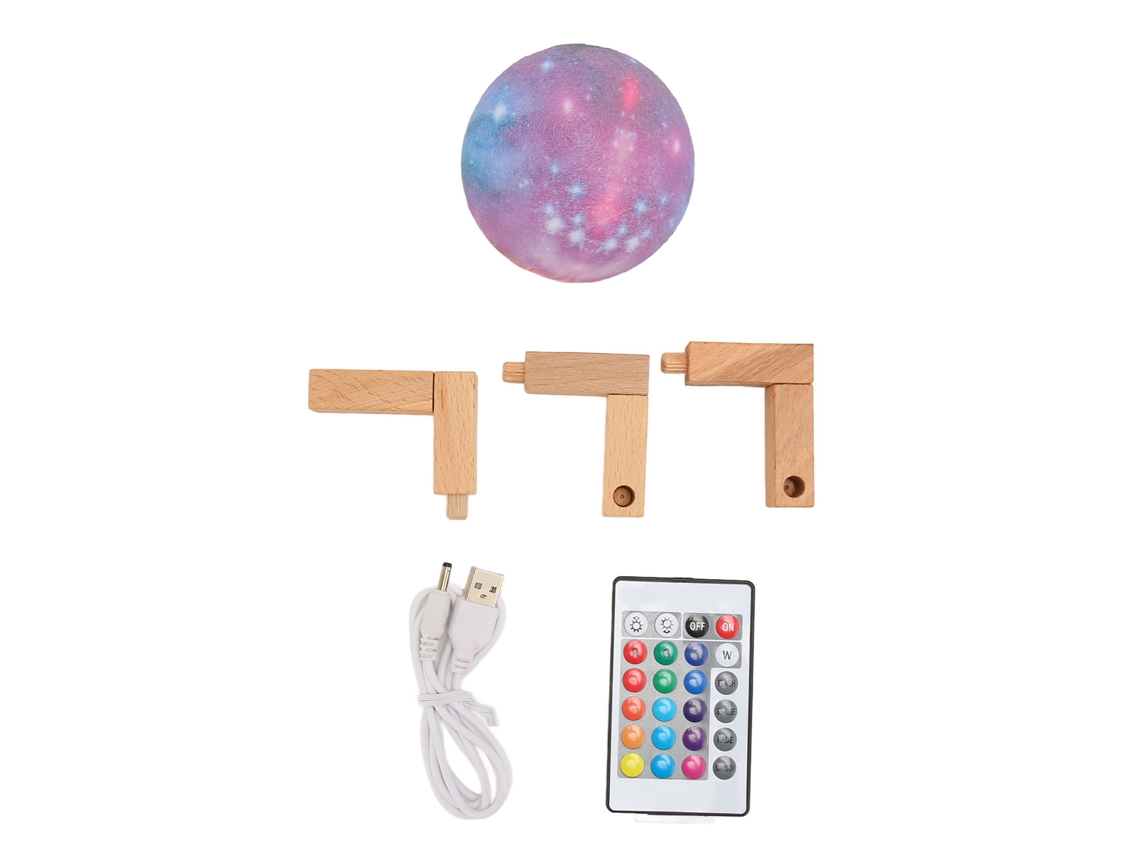 Lâmpada Lua 3d Espacial com 16 Cores Controle Remoto Toque Decoração Quarto | S/MARCA