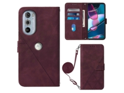 Capa De Couro Flip Com Relevo 3d Para Motorola Moto Edge 30 Pro / Edge 2022