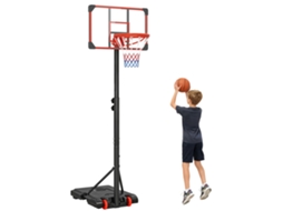 Cesta de Basquete com Altura Ajustável de 178 a 208 Cm, Rodas e Base Preenchível para Adolescentes e Adultos, Vermelha e Preta. VELTUS TRADE