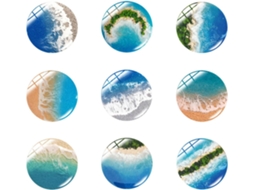 Adesivos Magnéticos Redondos Para Vidro, Diversos Estilos, 9 Peças, Designs Criativos E Belos Padrões Para Geladeira