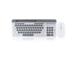 Kit Teclado E Mouse Bluetooth Recarregável Estilo Punk, Teclas Redondas, Silent E Ergonômico