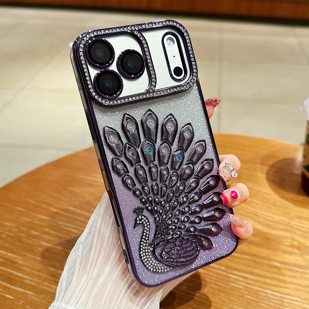 Capa Para Celular Com Anel E Lente Brilhante Com Moldura Revestida (roxa 17 Promax).