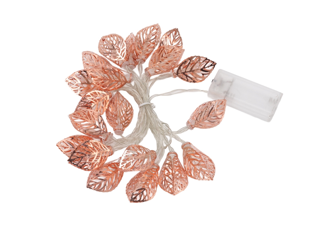 2026 luces de Cadena de Oro Rosa 20 Led Impermeables Con Hojas Huecas Suministradas por Batería para Fiesta Puerta Interior Navidad Acción de Gracias