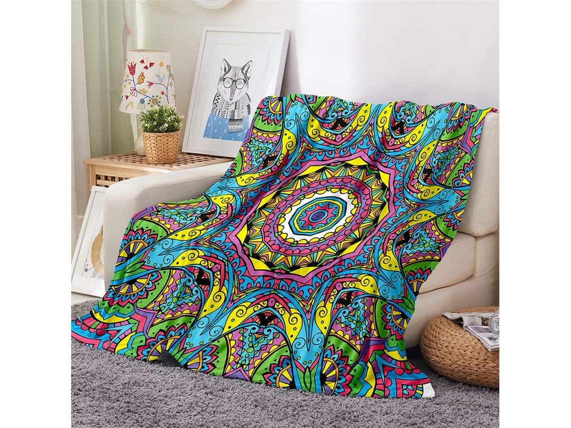 Manta de Flanela Fansu Estampa Mandala 3d Macia e Felpuda Ideal para o Inverno Perfeita Cama Ou Sofá Adequada