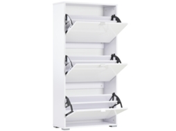 Armário Sapatos 60x26x124h 3 Portas Retráteis, Lacado Branco