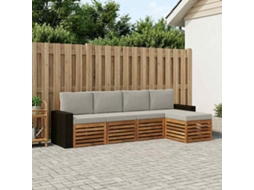 Vidaxl Conjunto De Sofás Para Exterior 5 Pcs Natural E Cinzento-claro