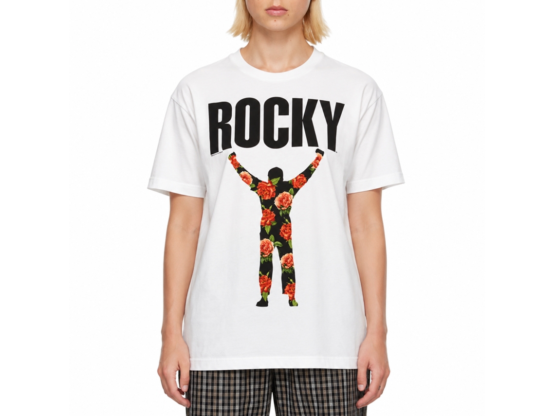 Rockinstone Rocky Movie Flower 1 White Adult T-shirt Size:xl