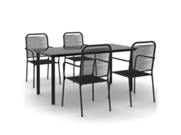 Maison Exclusive - 5 Pcs Conjunto De Jantar P/ Jardim Corda De Algodão E Aço Preto