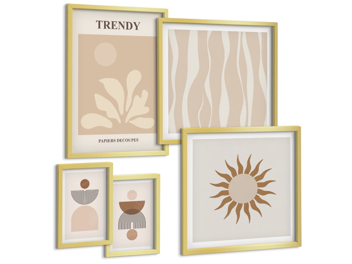 Conjunto De Pinturas Decorações Estilosas De Abstração Espelharte (5 Peças)