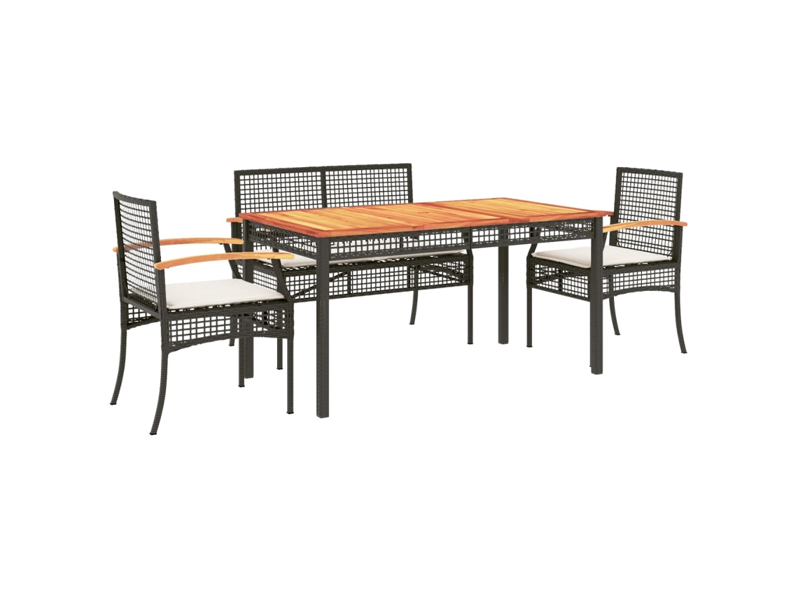 Garden Dining Set, Garden Dining Sets Vidaxl Preto Rattan / Vime (mesa Com 140 Cm De Comprimento)