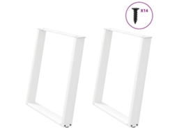 Vidaxl Pés De Mesa De Jantar Em Forma De U, 2 Peças, Branco, 70 X (72-73) Cm, Aço