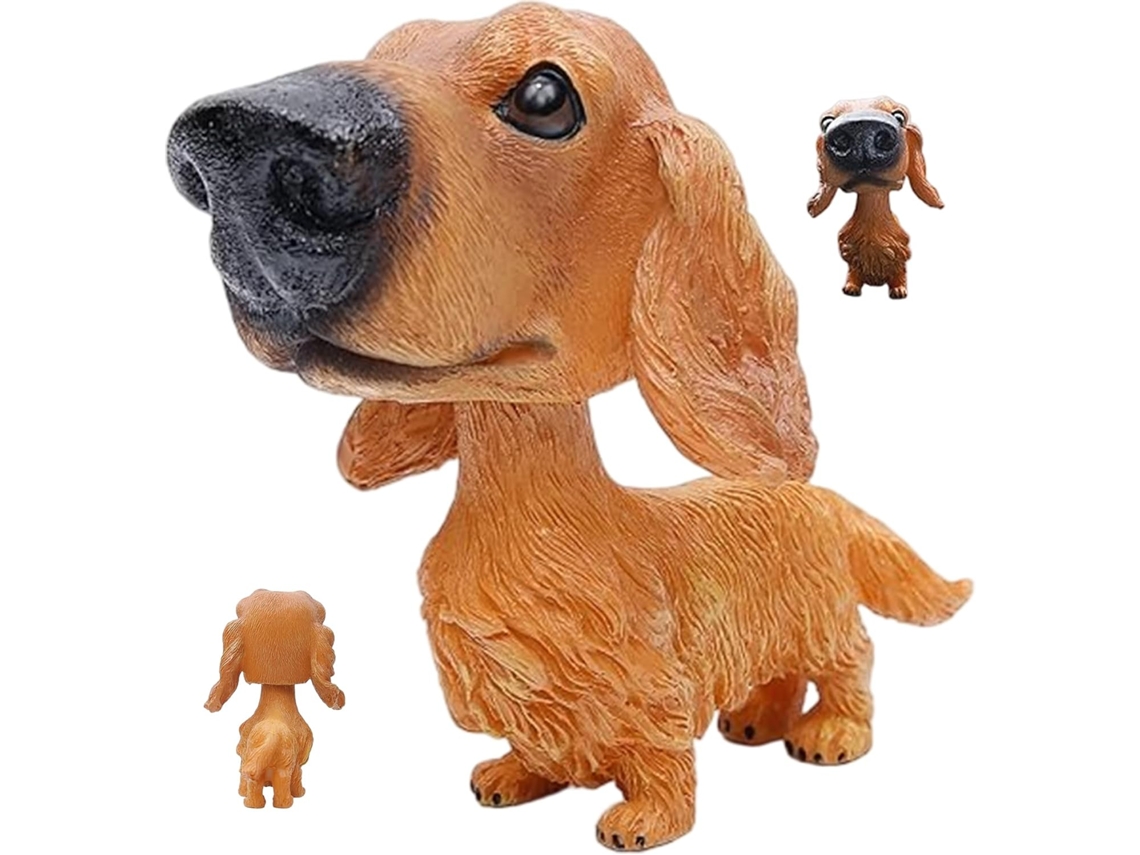 Boneco Bobble Head De Cachorro Fofo Em Resina, Um Adorável Dachshund,
