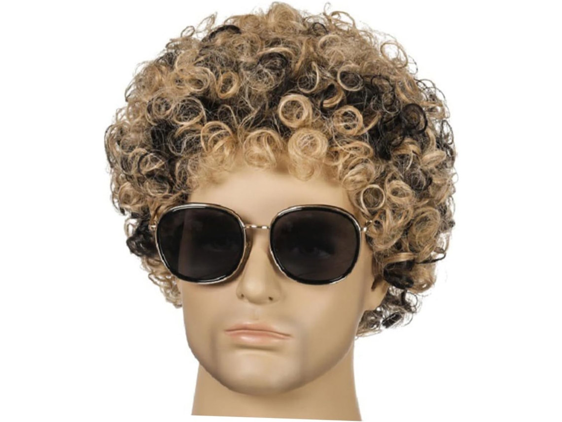 Peruca Afro Curta E Encaracolada Para Homens, Sintética, Castanha E Preta, Estilo Discoteca, Ideal Para Fantasias, Carnaval E Festas.
