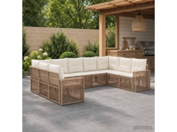 Vidaxl Conjunto De Sofá De Jardim 9 Unid. Bege E Branco Creme Vime Pe