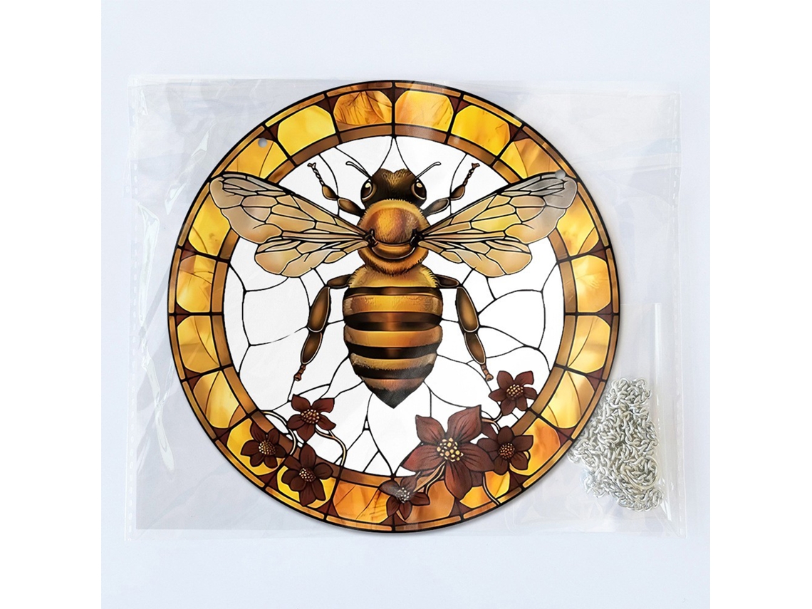 Yka265 conjunto de 2 captores de vento em acrílico com desenho de abelhas e flores LAXISCREED