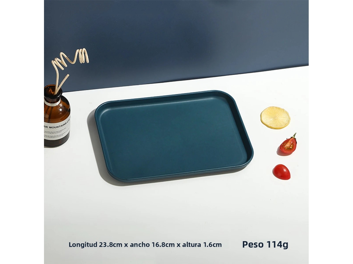 Bandeja Retangular de Plástico para Restaurantes e Residências, Usada para Acomodar Chá e Copos. MDUG (azul Escuro S)