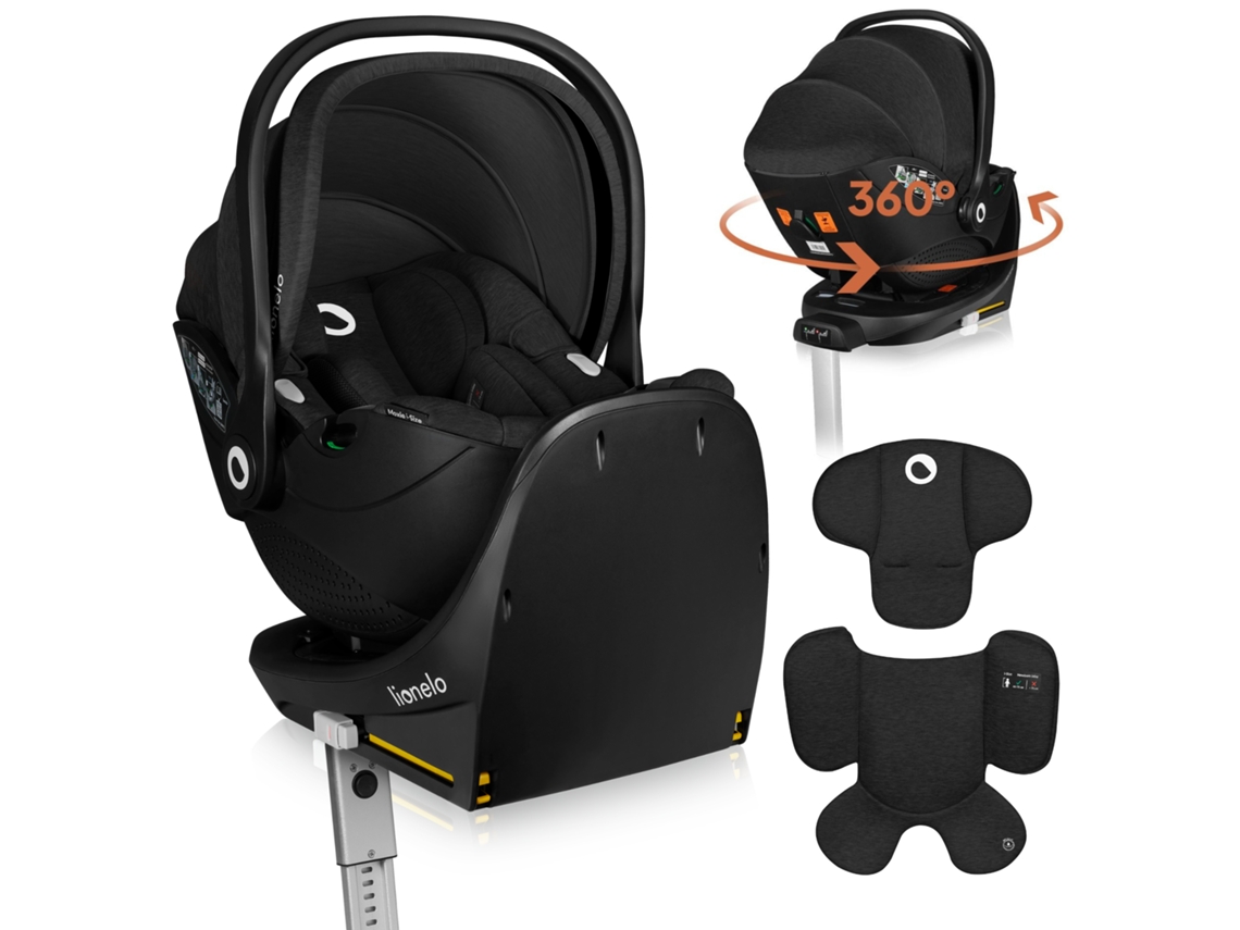 Cadeira Auto E Base 360° Isofix Lionelo Moxie I-size – Leve – 40–87 Cm – Tecido De Bambu Natural,preto