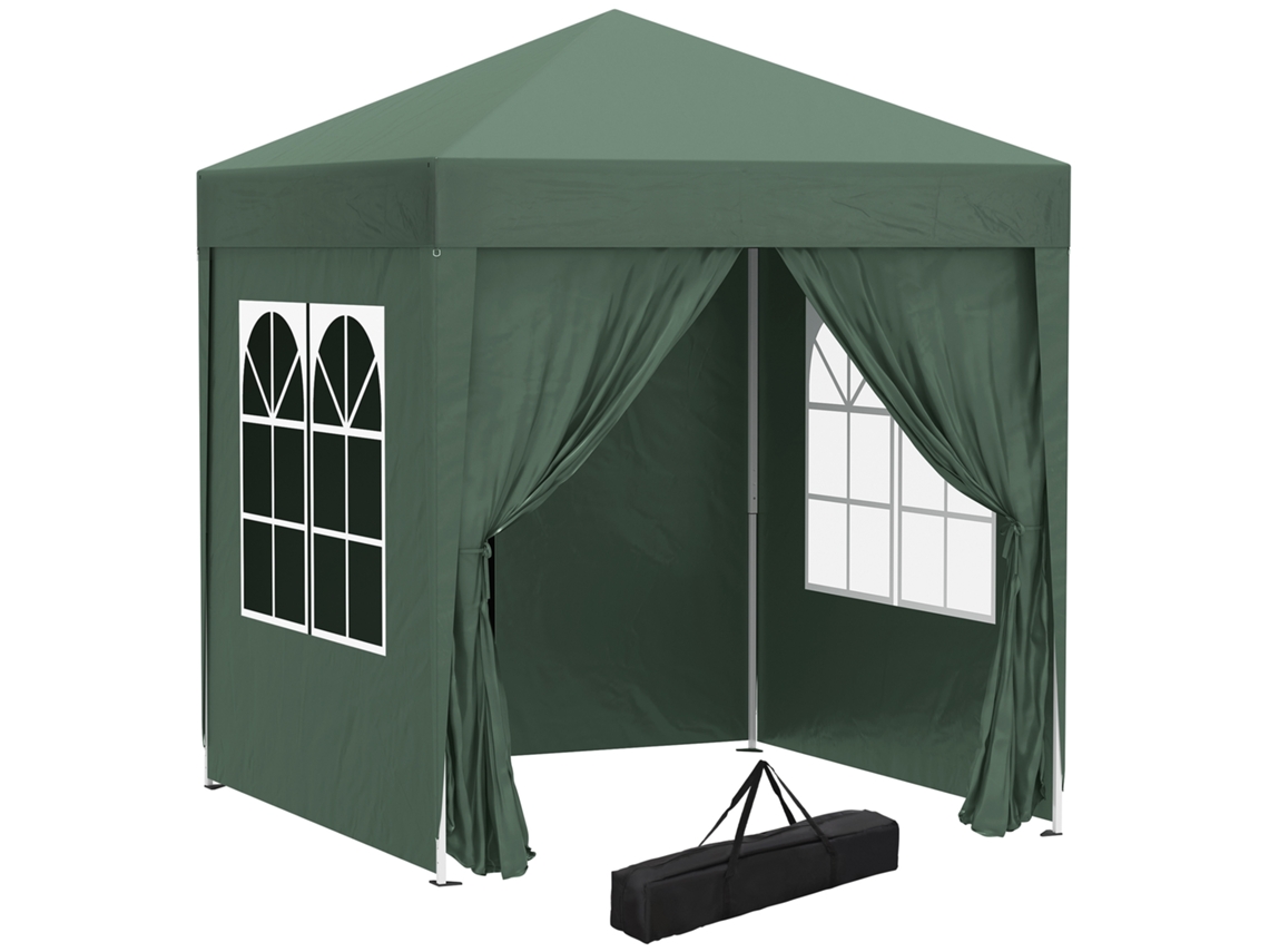 Gazebo de Jardim 2x2m com 4 Paredes em Tecido Oxford, 2 Portas, 2 Janelas e Bolsa de Transporte SHUAI GLOBAL