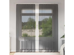 Vidaxl Cortinas De Voile Com Bolsos Para Varão 2 Pcs Preto