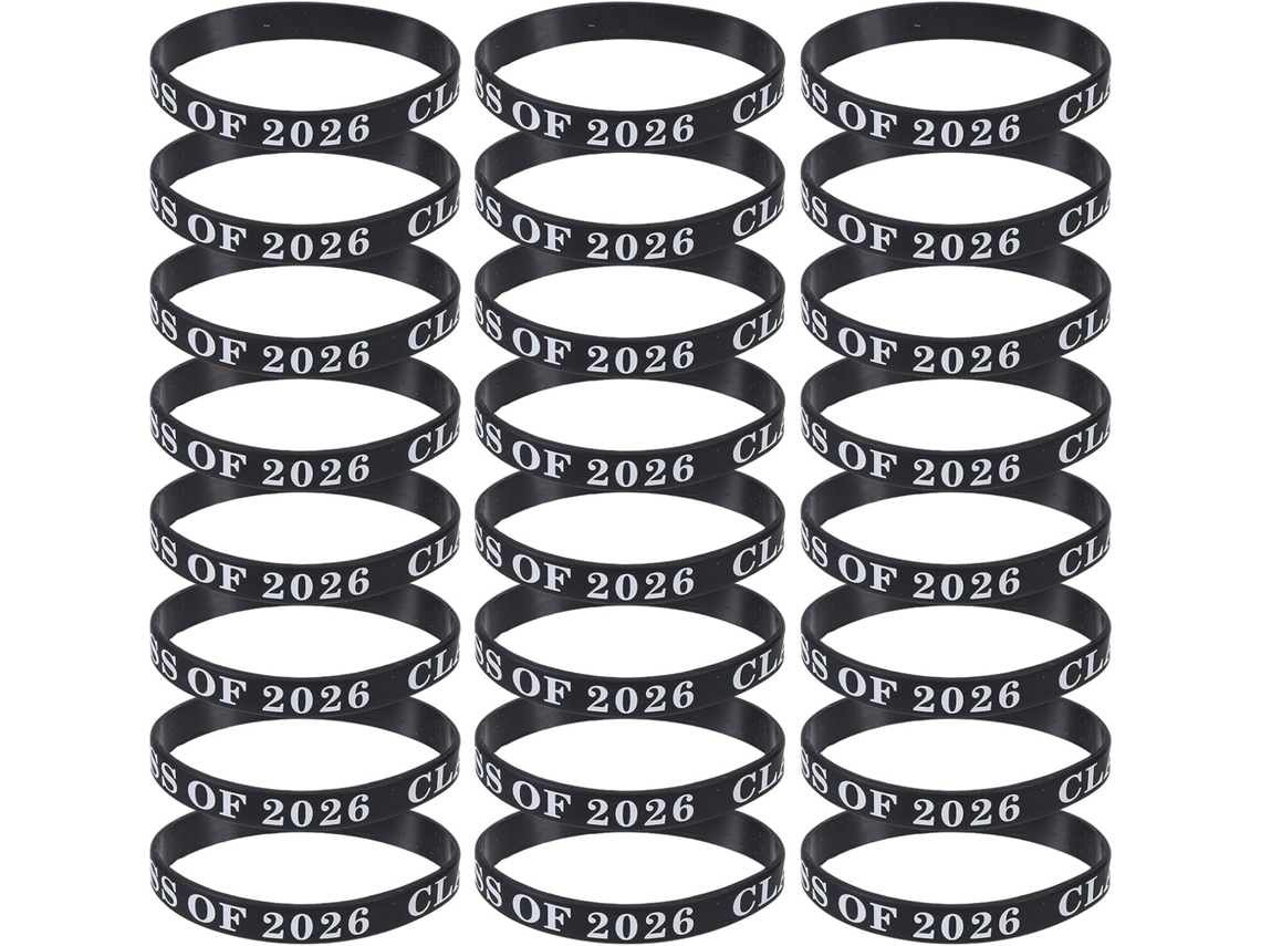 Pulseiras De Silicone Operitacx Para Formatura, Turma De 2026, Pretas, Unissex, Flexíveis, Para Festas Escolares E