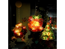 3 Peças de Luz de Janela Pendurada de Led de Natal com Ventosa Sinos de Árvore de Natal Operados Por Bateria Estrelas Luzes de Natal