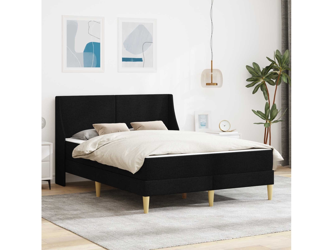 Vidaxl Estrutura De Cama Com Colchão Com Cabeceira Poliéster