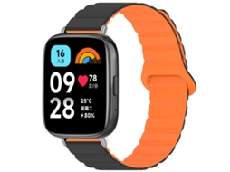 Bracelete para Redmi Watch 3 Active / Lite Silicone Magnético Brilhante Preto e Laranja XIAOMOYU