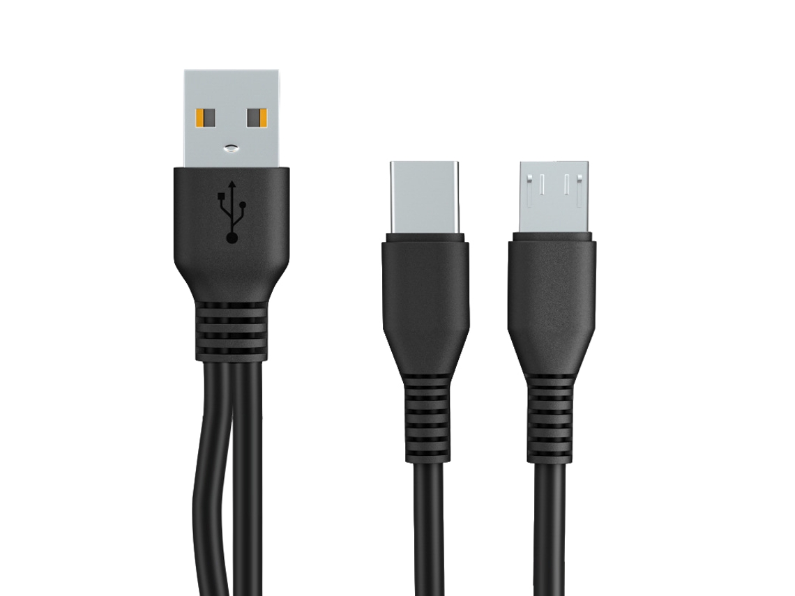 Laxiscreed Cabo De Carregamento 2 Em 1 Type-c Para Android, 1m, Preto
