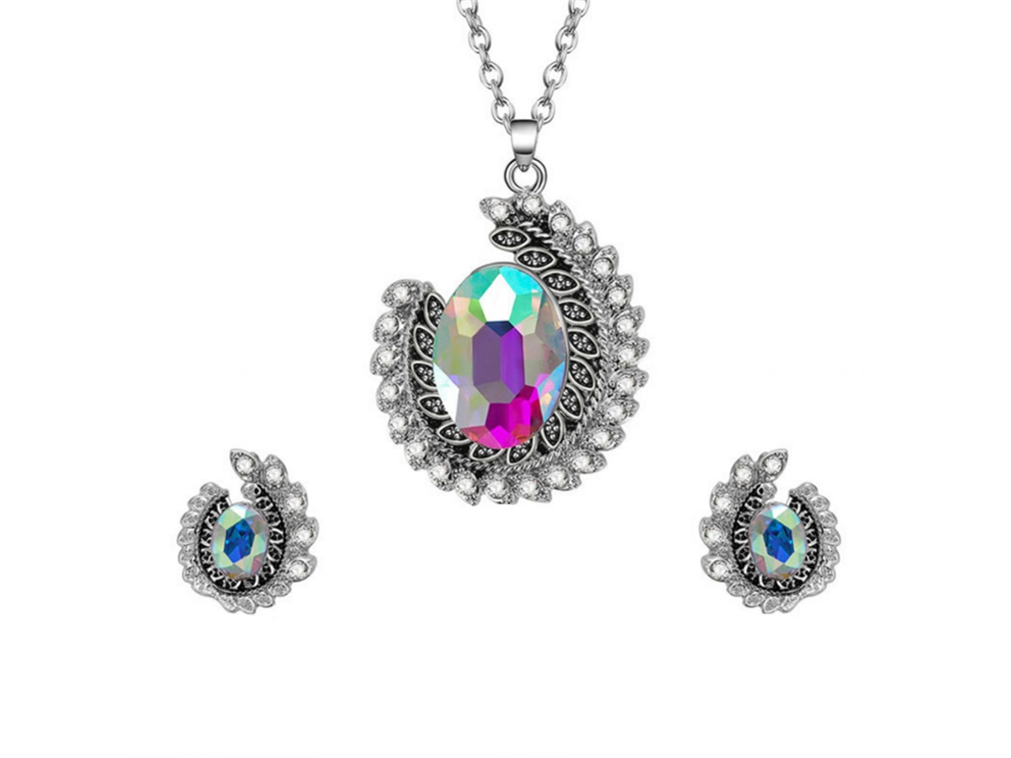 Jóias De Duas Peças Com Decoração De Strass Estilo Fashion