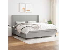 Cama Com Molas/colchão 200x200 Cm Tecido Cinza-claro