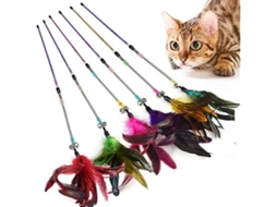 Brinquedos para Gatos com Plumas e Varas Brincar, em Forma de Pluma , Ideal para Crianças, Educativo, Durável STELASPLEN (conjunto de 6 Peças)