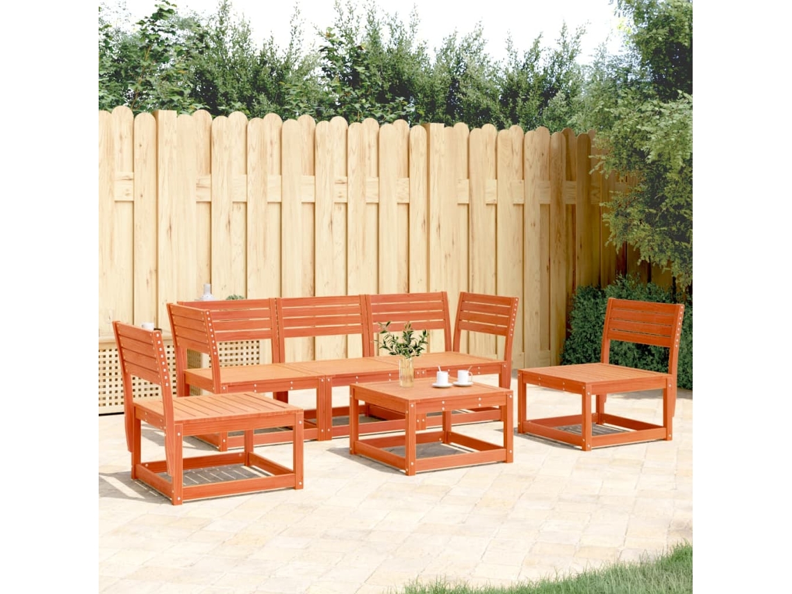 Vidaxl 5 Pcs Conjunto De Sofás De Jardim Pinho Maciço Castanho-mel