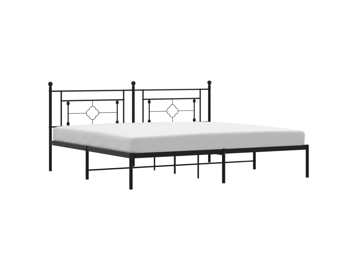 Bed Frame, Bed Frames Vidaxl Preto Aço (200 X 200 Cm)