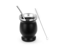 Conjunto de Cuia de Erva Mate Aço Inoxidável com Canudo | S/MARCA
