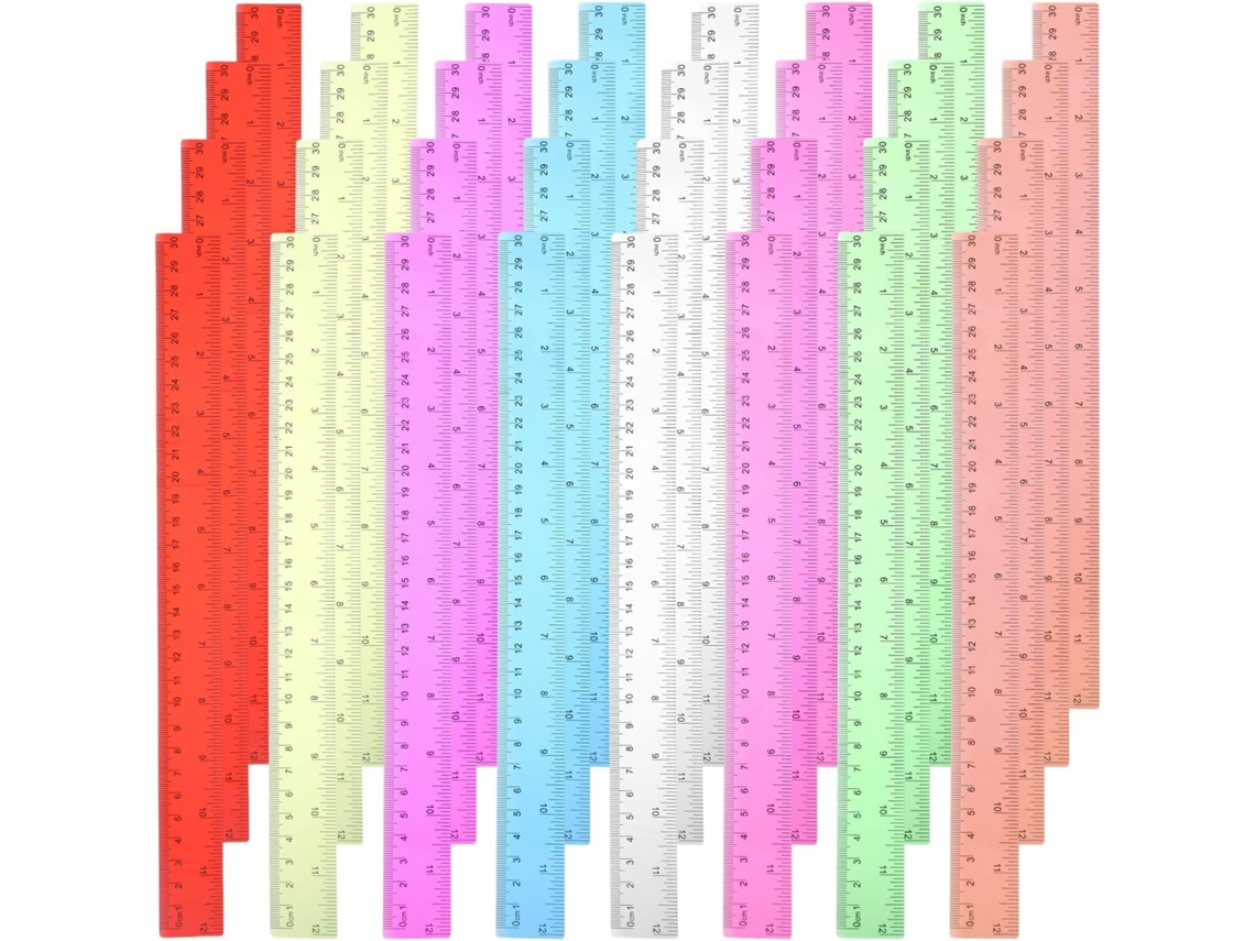 Conjunto De 32 Réguas Coloridas E Translúcidas De 30 Cm (12