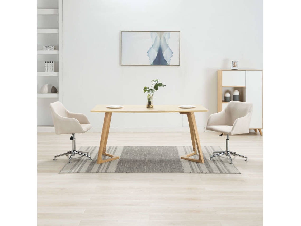 Vidaxl Cadeiras De Jantar Giratórias 2 Pcs Tecido Cor Creme