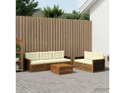 Vidaxl Conjunto De Sofás Para Exterior 6 Unid. Natural E Creme