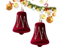 Conjunto De 2 Enfeites De Natal Flocados Vermelhos Para Decoração |
