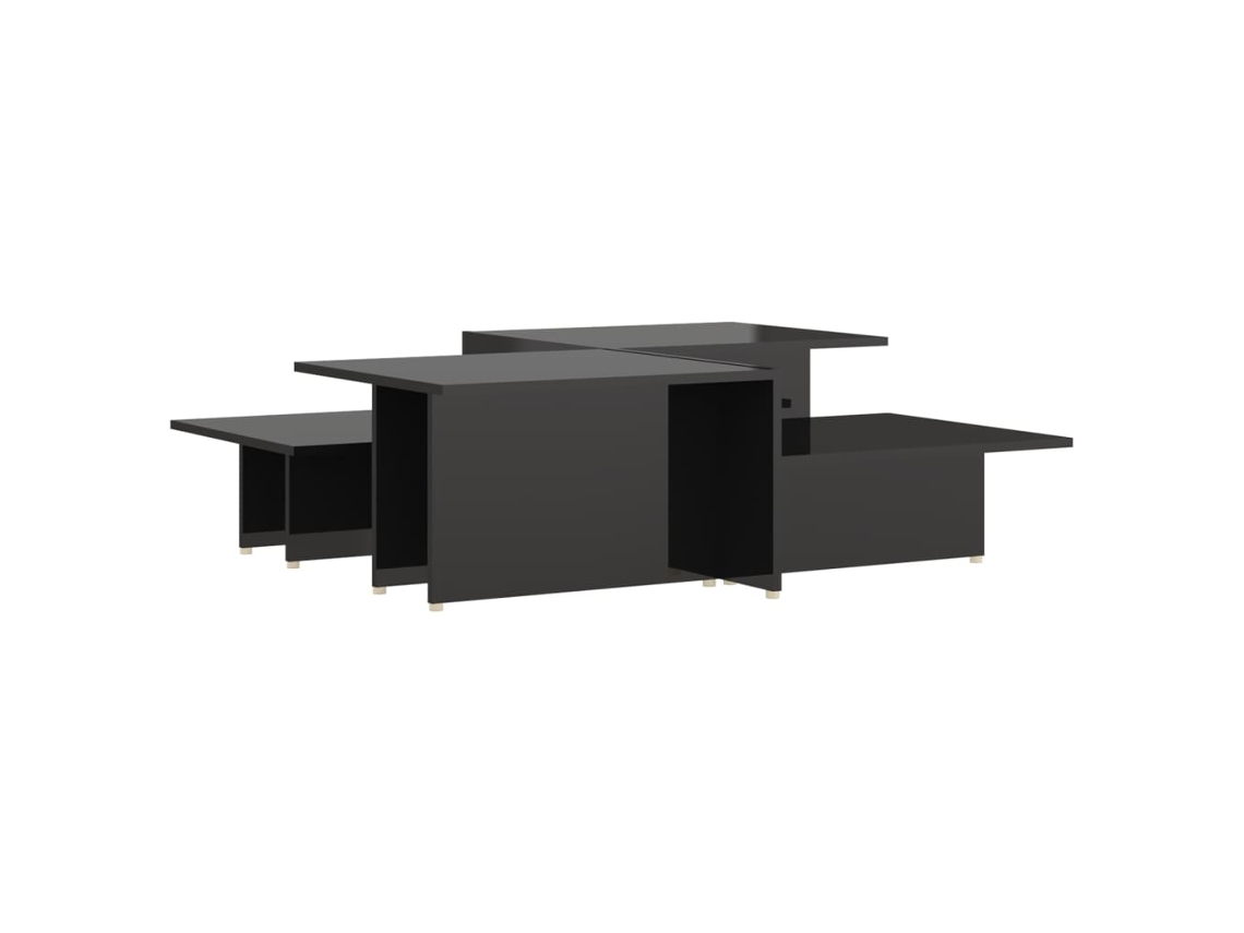 Conjunto de Mesas de Centro 2 Peças 111,5x50x33 cm Madeira Processada Preto Brilhante MAISON EXCLUSIVE