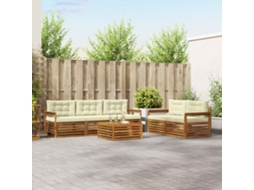 Vidaxl Conjunto De Sofás Para Exterior 6 Unid. Natural E Creme